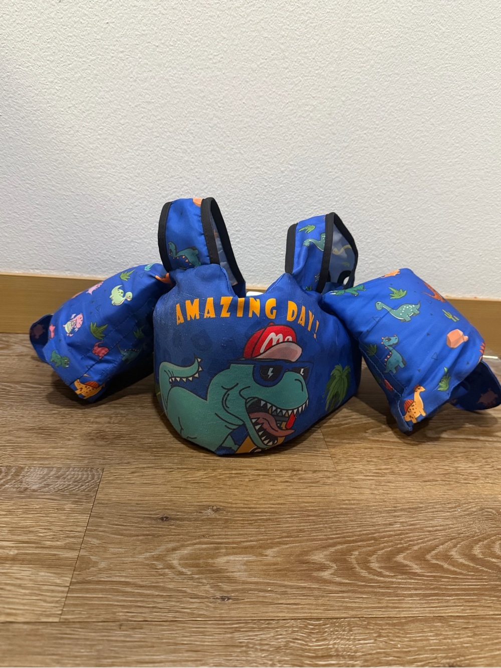 Blue 'Amazing Day' Dinosaur Swim Vest with Arm Floaties